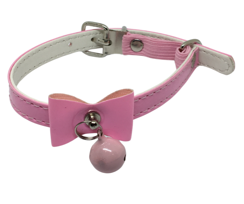 Cat Collar with Bow and Bell with Safety Pink Beavers Pet Products